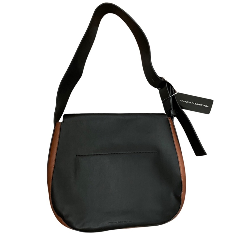 NWT French Connection Olivia Bucket Bag -Women's Handbag | Black & Brown Leather - Picture 4 of 7